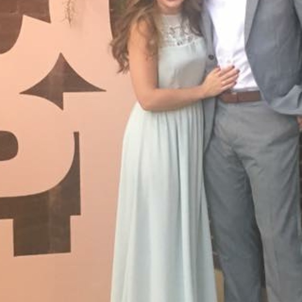 H&M Backless Seafoam Floor Length Dress