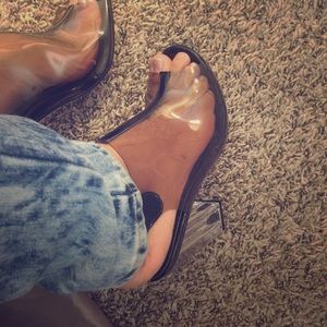 Black Clear Love Mark Heels!
