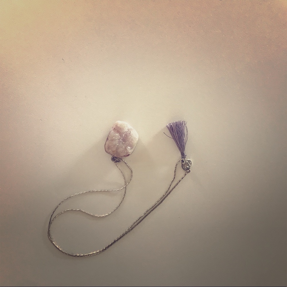 purple geode rock necklace