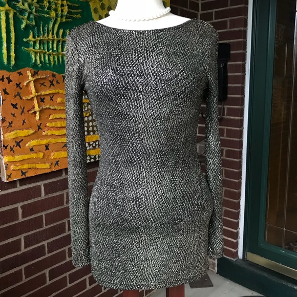 Cache’ Metallic Black and Gold Long Sleeve Top - Picture 2 of 8