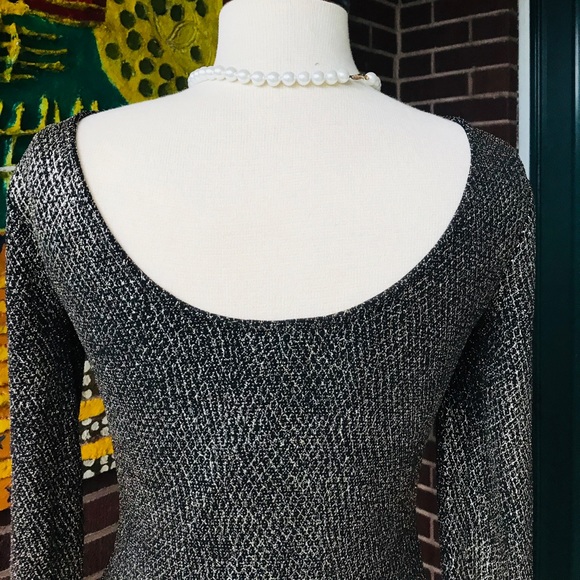 Cache’ Metallic Black and Gold Long Sleeve Top - Picture 3 of 8