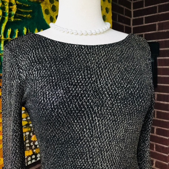 Cache’ Metallic Black and Gold Long Sleeve Top - Picture 6 of 8