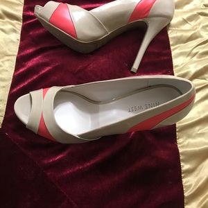 Gorgeous high heel Nine West beige and pink shoes