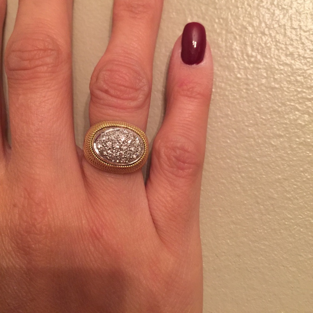 SOLD— other platform—18k Yellow Gold Diamond Vintage Dome Ring sz5