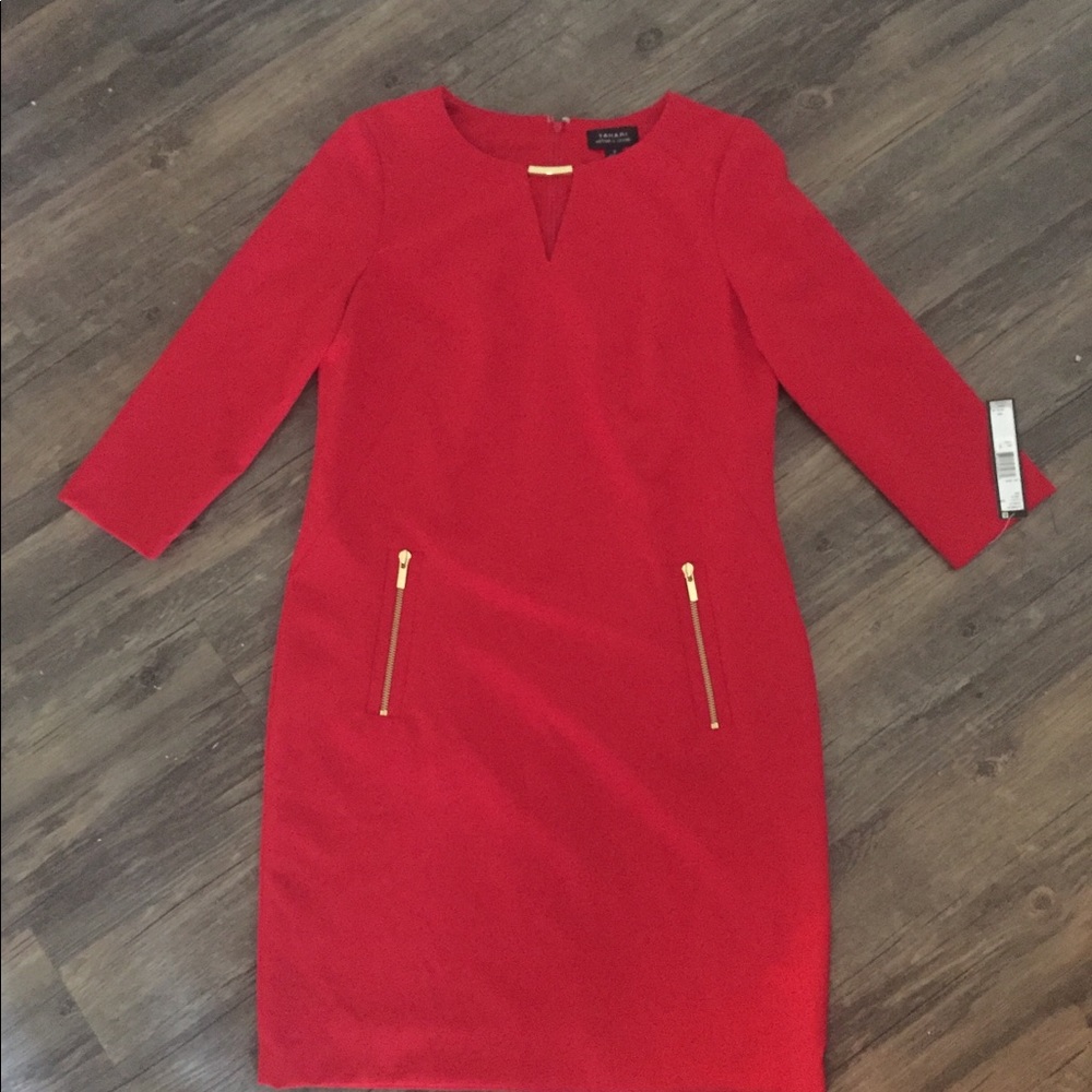 NWT Tahari Crepe Shift Dress 3/4 sleeves