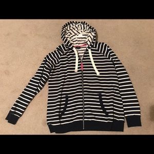 Nautical striped zip sweatshirt - navy/wht XL