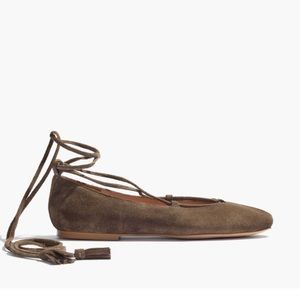 Madewell Olive Lace Up Flat 7 1/2