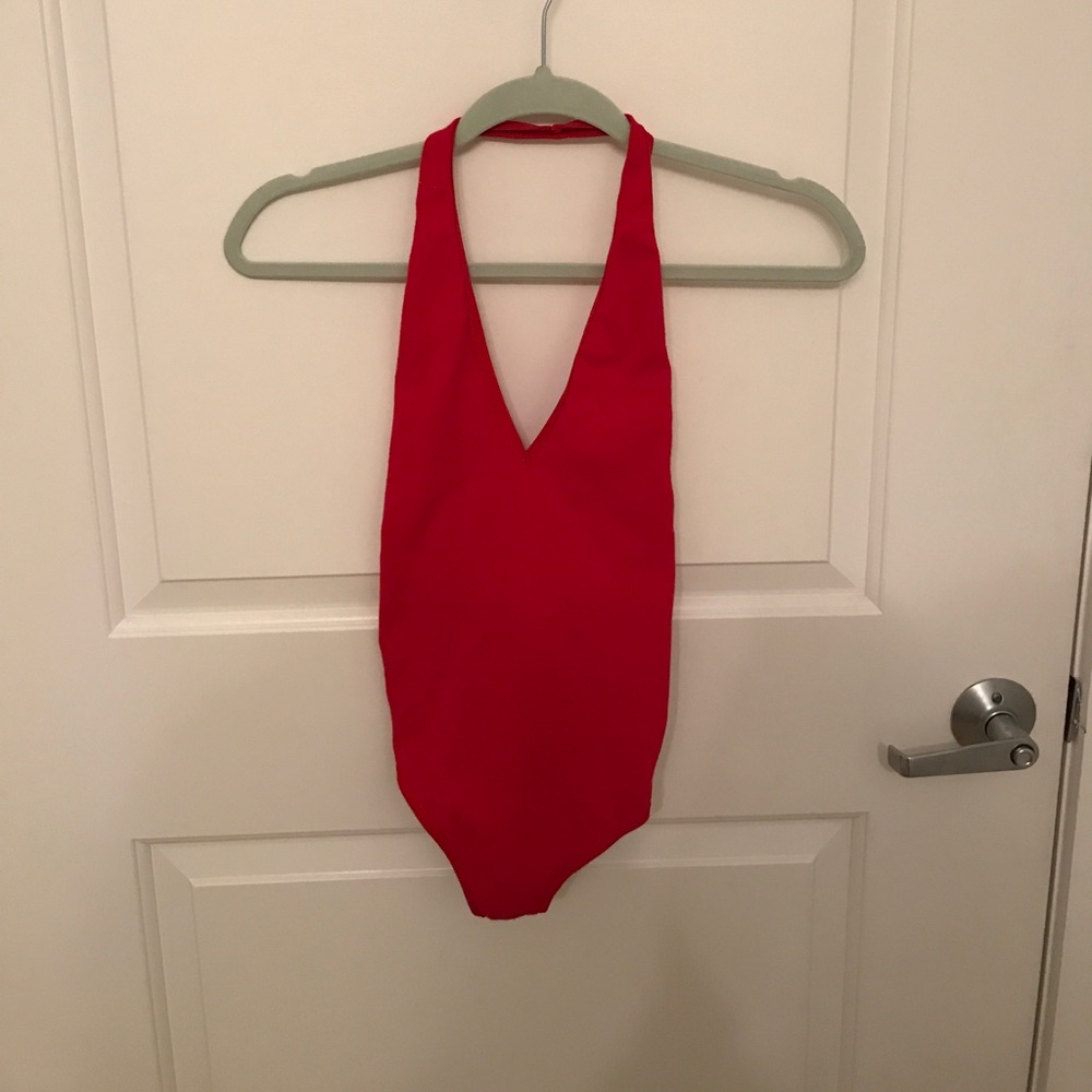 Red American Apparel body suit