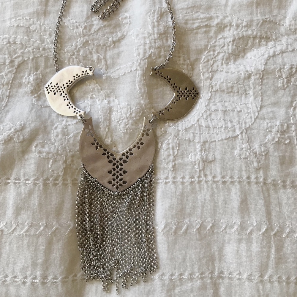 Lucky Brand Silver Cutout Tribal Pendant Necklace