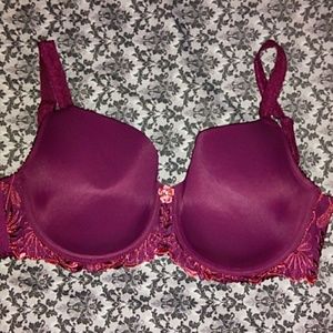 Maroon lace lightly lined bra