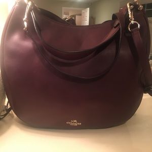 Coach Nomad HoBo plum wine leather gold hardware