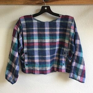 Vintage plaid cropped long sleeved shirt Vintage plaid cropped long sleeved shirt