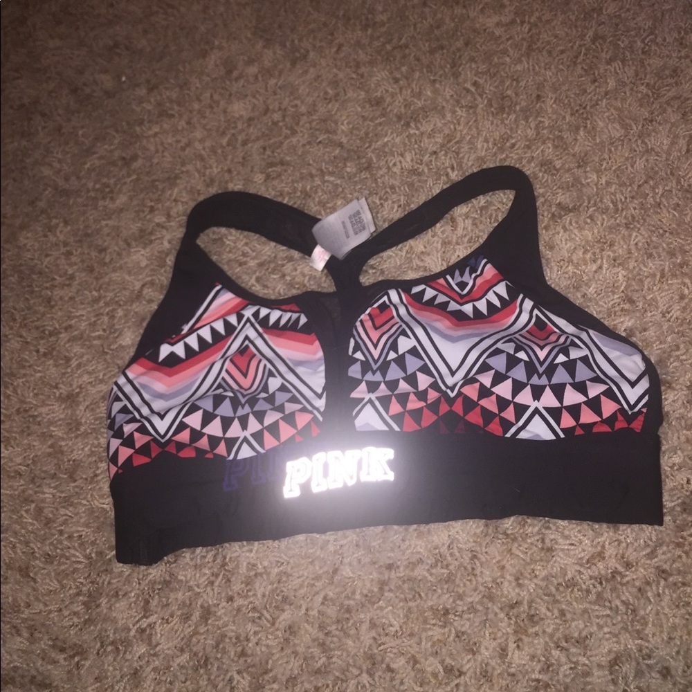 PINK patterned sports bra