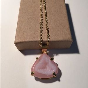 Druzy Pink Agate 24k Gold Necklace