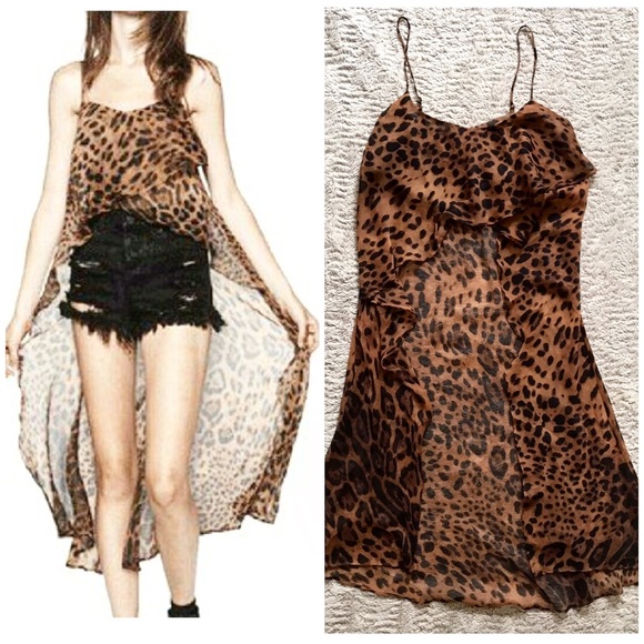UNIF Tops - UNIF Cheetah Animal Leopard Chiffon High Low Sheer