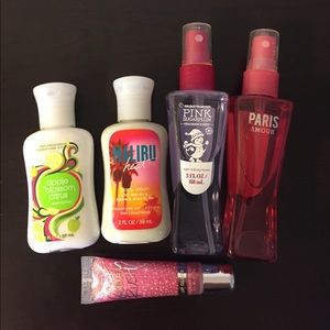 Two Mini Bath & Body Works Mists & VS Lipgloss