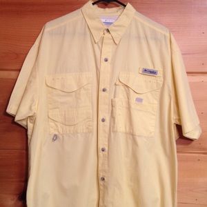 Columbia fishing shirt button down yellow medium