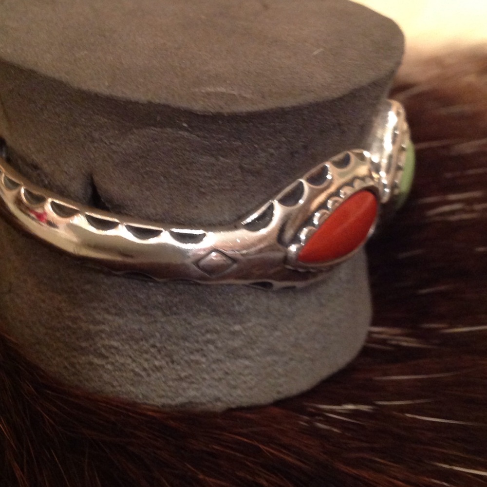 🤑VINTAGE HEAVY SS GEMSTONE BRACELET🤑 - Picture 2 of 5