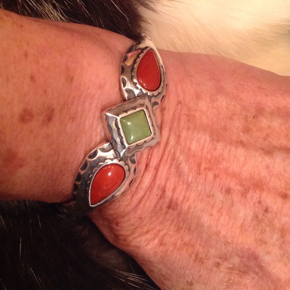 🤑VINTAGE HEAVY SS GEMSTONE BRACELET🤑 - Picture 4 of 5