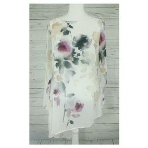 WHBM sheer tunic 10 diagonal hem WHBM sheer tunic 10 diagonal hem