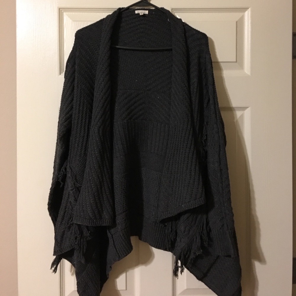 Gray fringe sweater cardigan