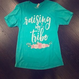 Turquoise “Raising my tribe” tee
