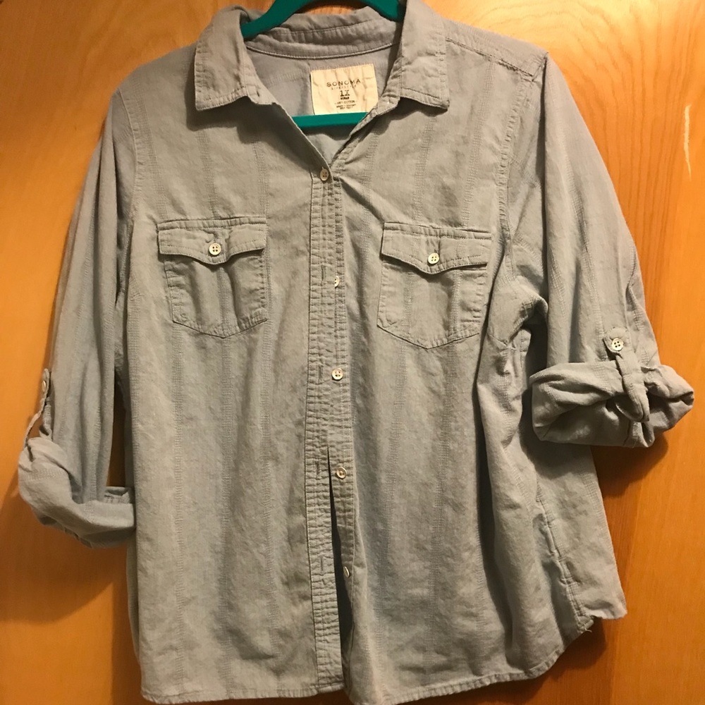 Light blue chambray button down shirt 1X Sonoma