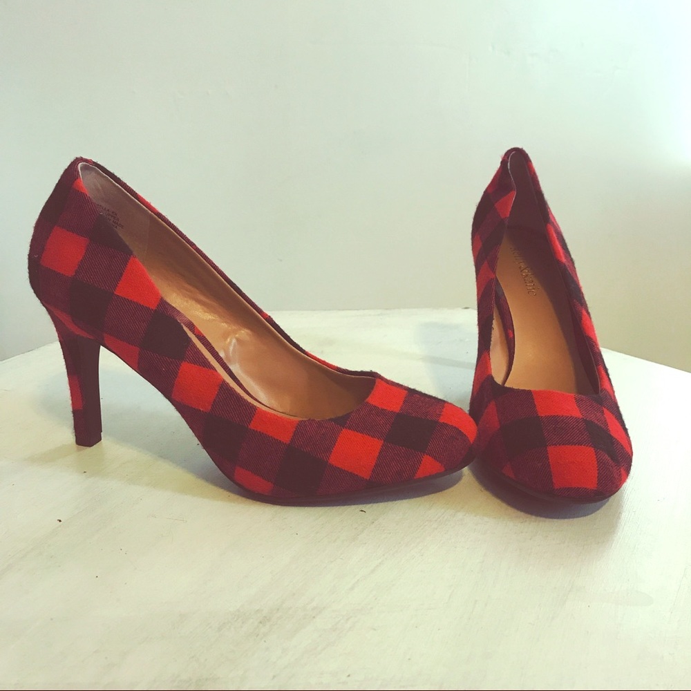 Kelly & Katie red checkered 4-inch heels