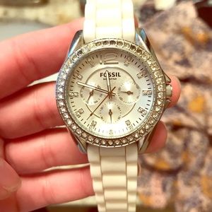 White Fossil Watch