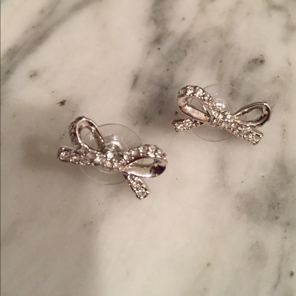 kate spade Jewelry - Kate Spade Pave Silver Bow Studs