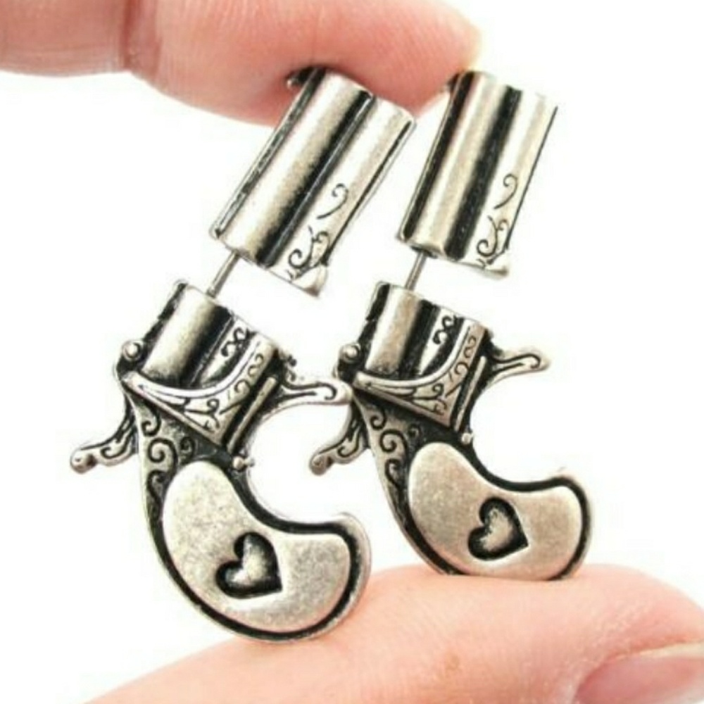 Silver or Brass plated Revolver earrings