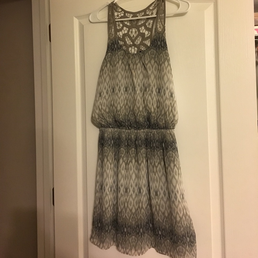 Express gray with crotchet back dress
