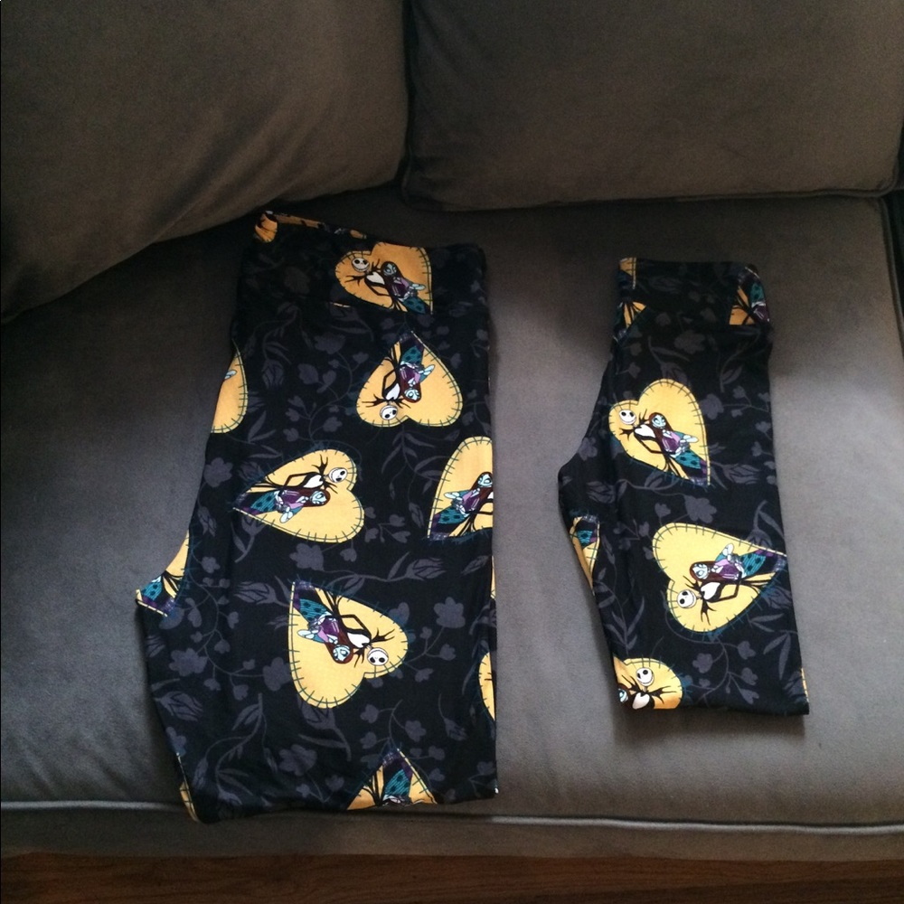 Jack And Sally Yellow Heart Lularoe Leggings.
