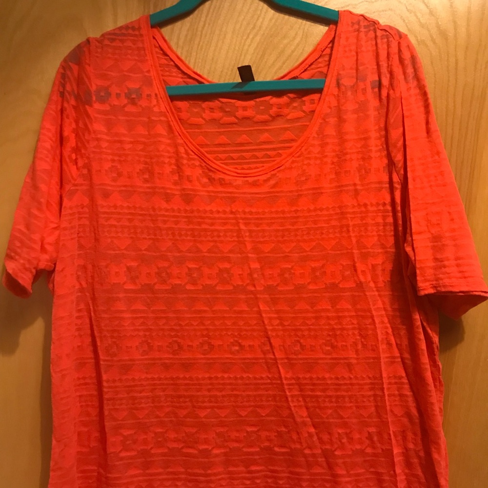 Orange Aztec sheer shirt SZ 18/20 Lane Bryant