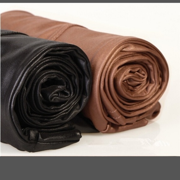 JUST IN Brown faux leather leggings - Picture 3 of 6