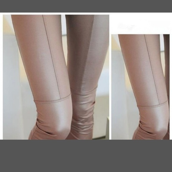 JUST IN Brown faux leather leggings - Picture 4 of 6
