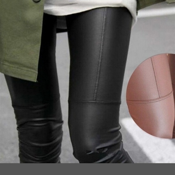 JUST IN Brown faux leather leggings - Picture 5 of 6