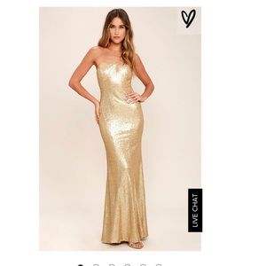 Majestic Muse Gold Strapless Sequin Maxi Dress