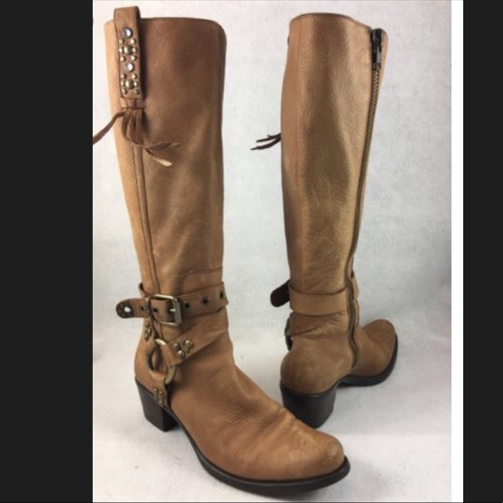 Cole Haan G-Series studded/fringed riding boots.