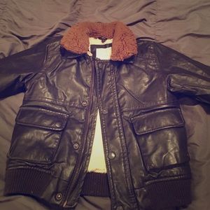 Toddler boy leather aviator jacket