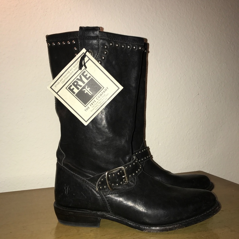 FRYE studded moto boots
