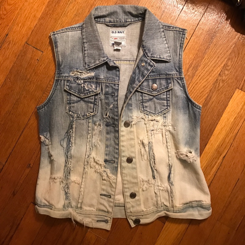 Upcycled destroyed ombre vest