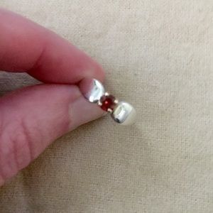 James Avery Silver/Gold Garnet Ring (Retired); 5.5