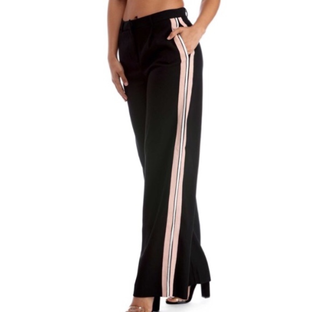 Black Track Pants w/ Pink Stripe