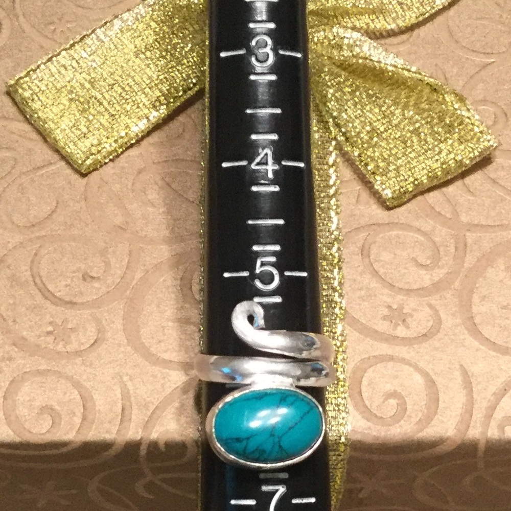 Blue turquoise spiral ring