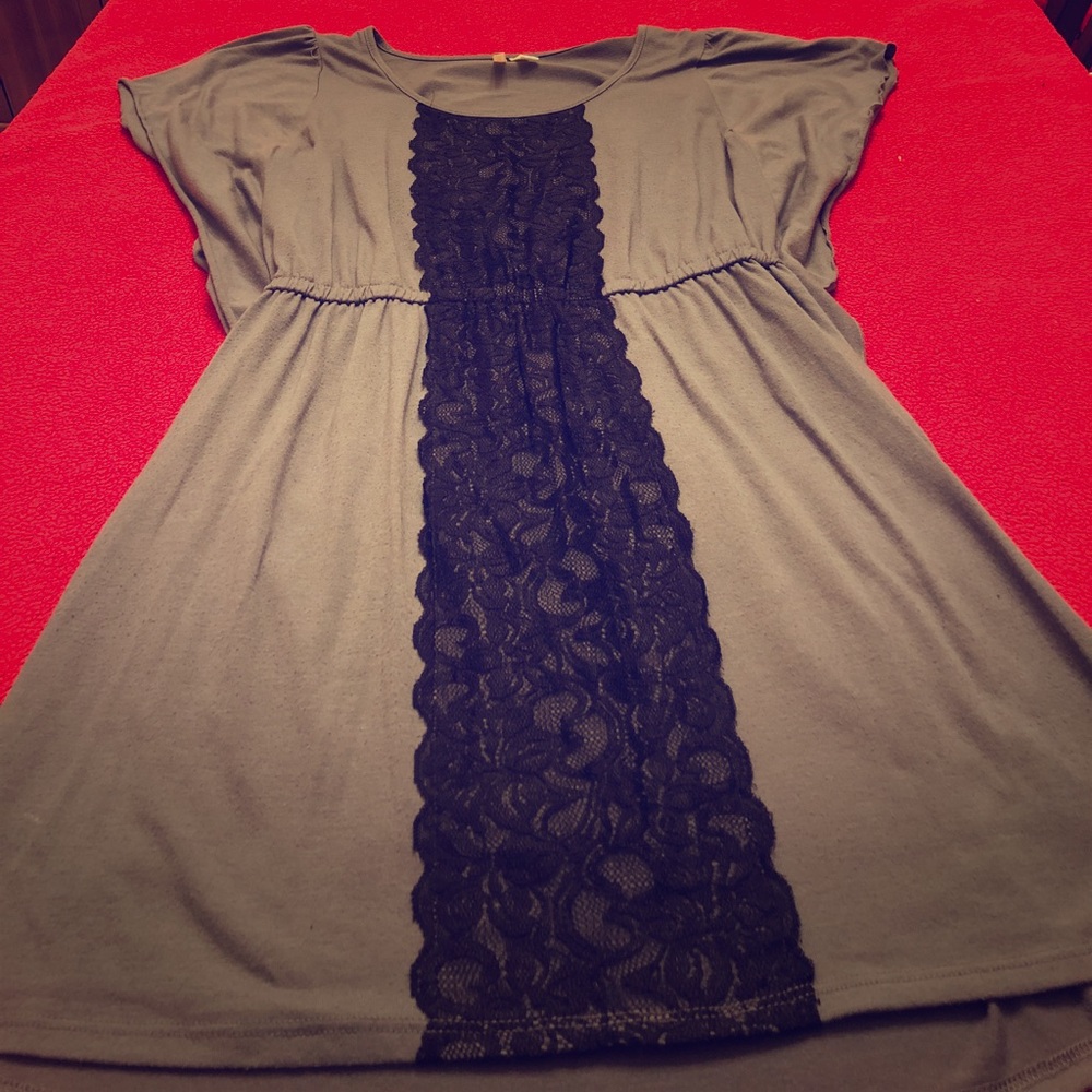 Grey dress with lace front