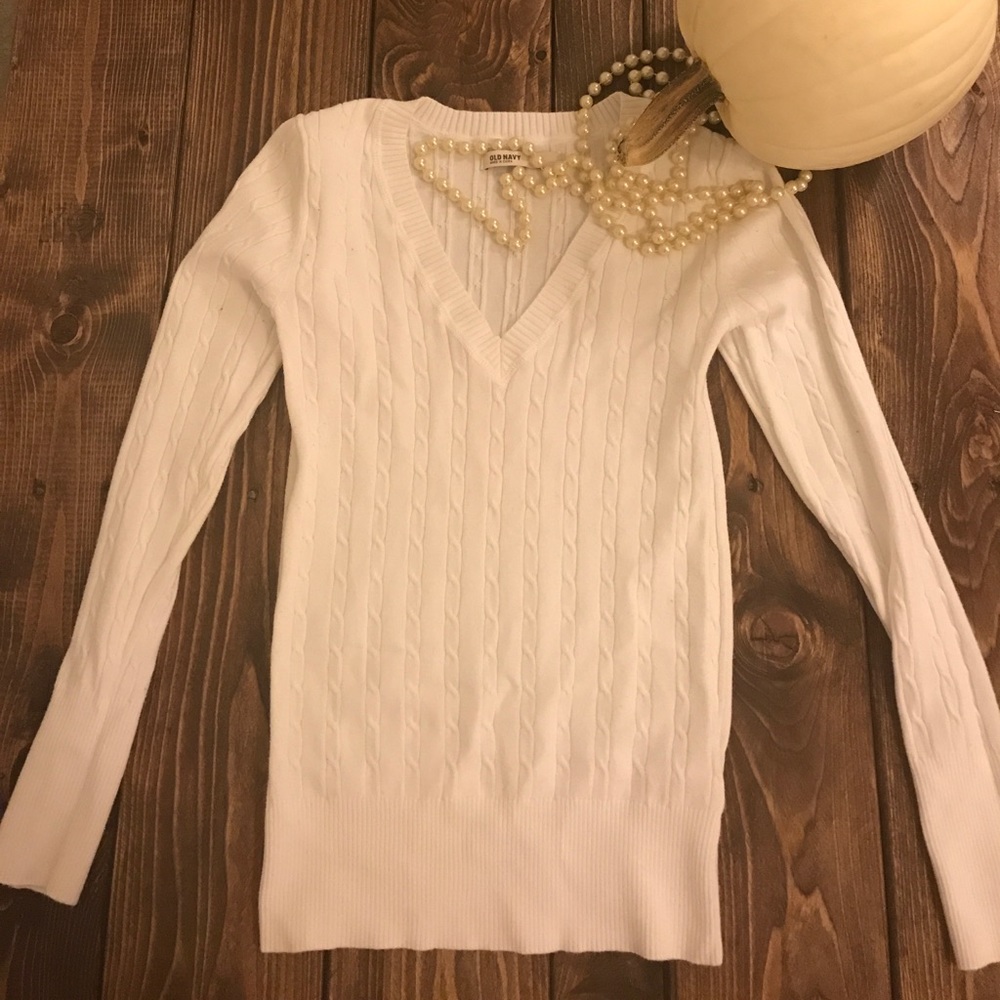White Cable Knit Sweater