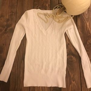 White Cable Knit Sweater