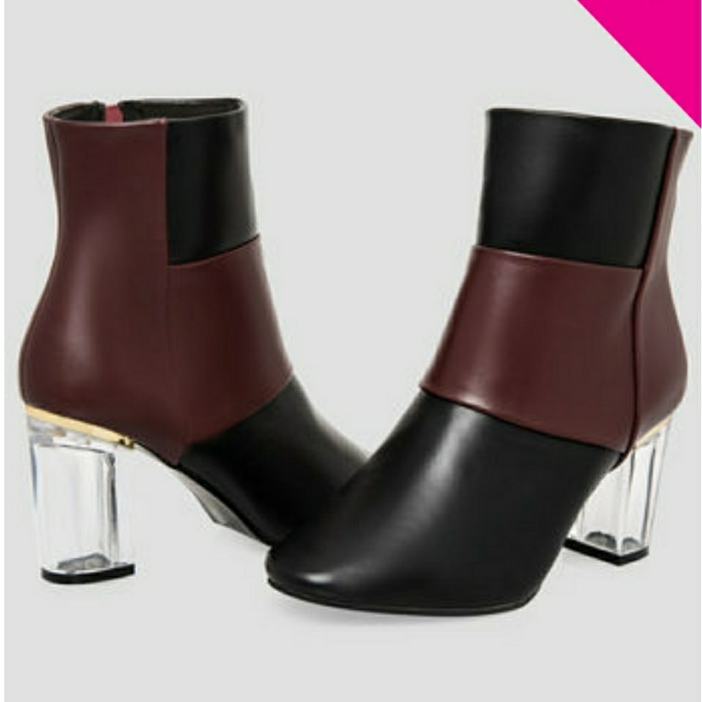 LUCITE CHUNKY HEEL BOOTIE - WIDE WIDTH 9W