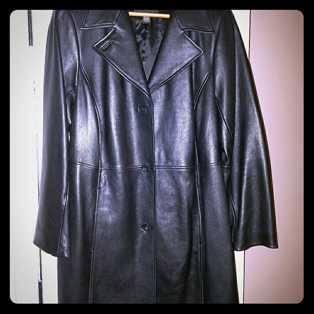 Black leather coat